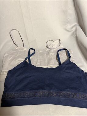 Lucky Brand Navy and Light Pink Seamless Bandeau Duo